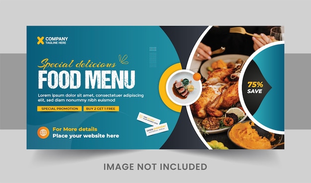 Vector food and restaurant social media facebook cover banner template