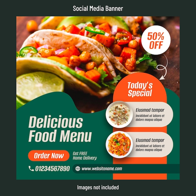 Food and restaurant social media post design template