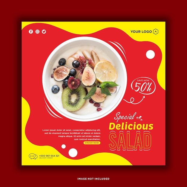 Food and restaurant social media post template Premium Vector