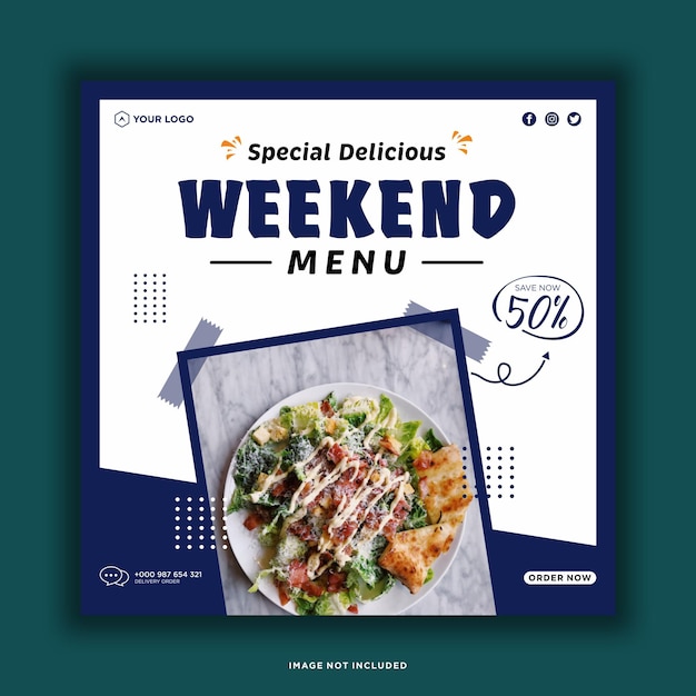 Food and restaurant social media post template Premium Vector