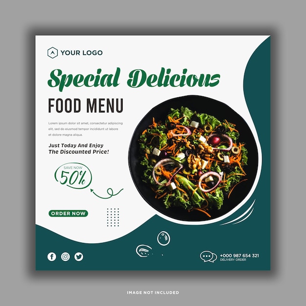 food and restaurant social media post template premium vector