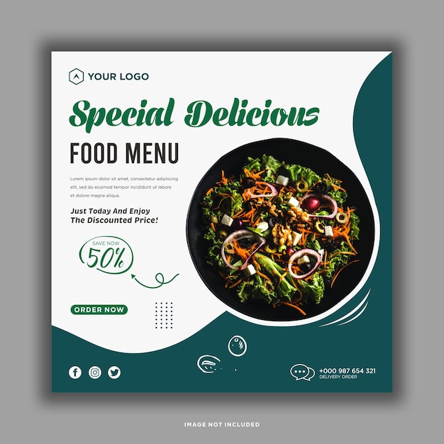 Food and restaurant social media post template premium vector