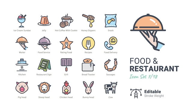 Food & restaurant vector icons collection