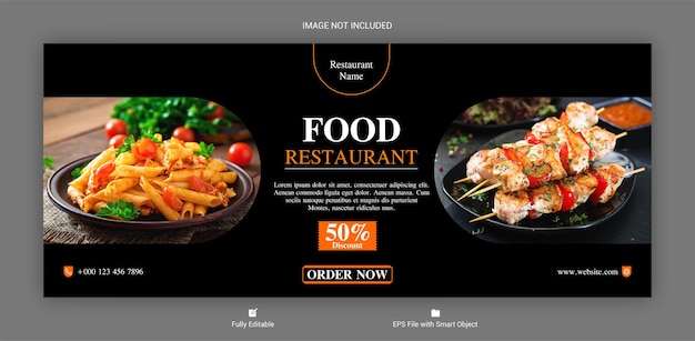 Vector food restaurant web banner ontwerp met volledig bewerkbare eps illustrator bestand professioneel ontwerp