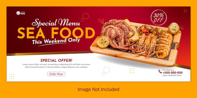 Веб-баннер еды и ресторана или шаблон обложки в социальных сетях
