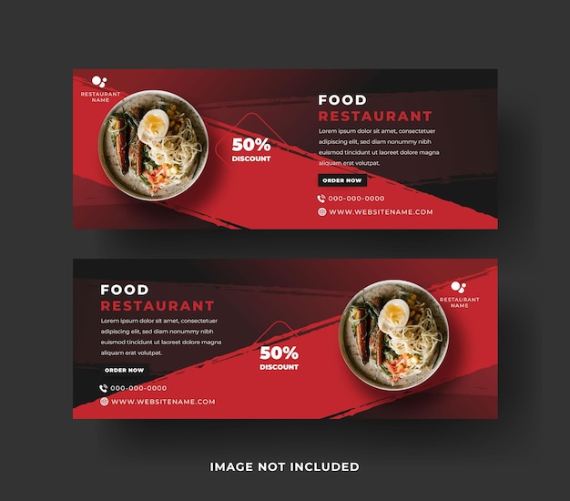 Food restaurant web banner template with elegant modern. eps template