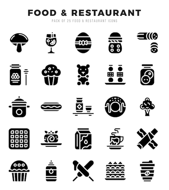 Food and Restaurant web icons in Glyph style