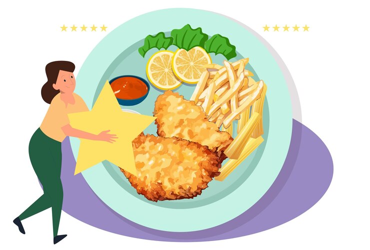 Vector food review concept illustration stylish and beautiful