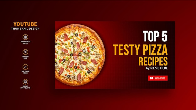 Vector food review youtube thumbnail design