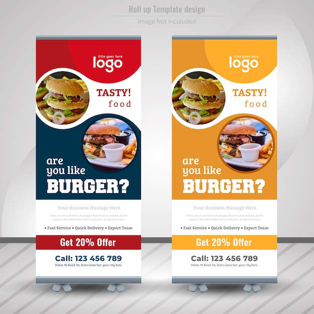 Food roll up banner design for restaurant