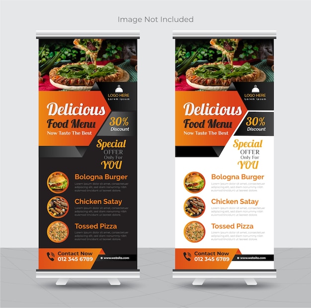 Food roll up banner design for restaurant