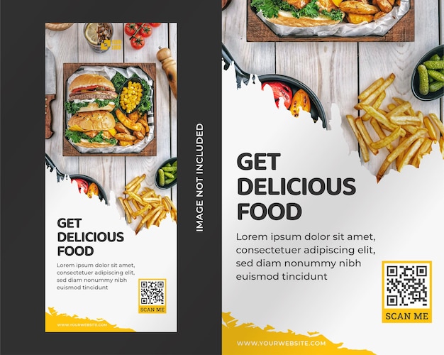 Vector food roll up banner design template