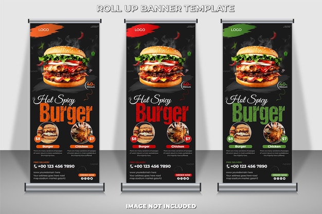 Food roll up banner design template