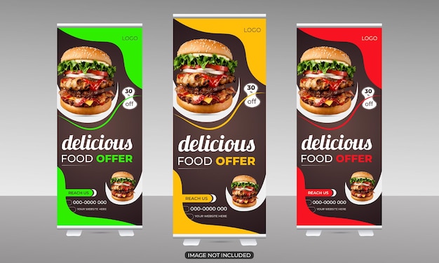 Vector food roll up banner design