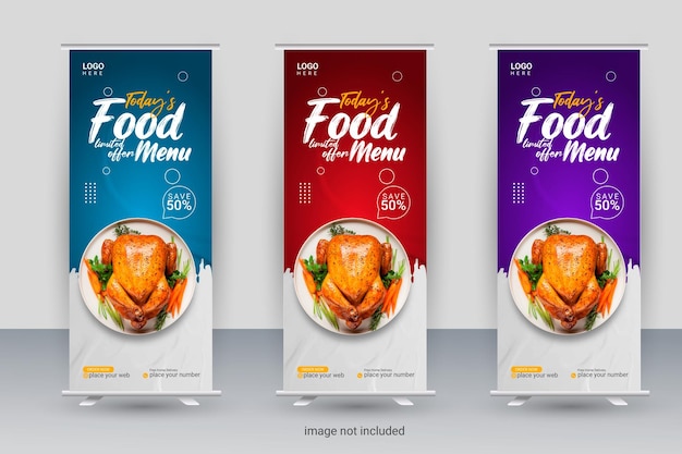 Food roll up banner and social media post for restaurant