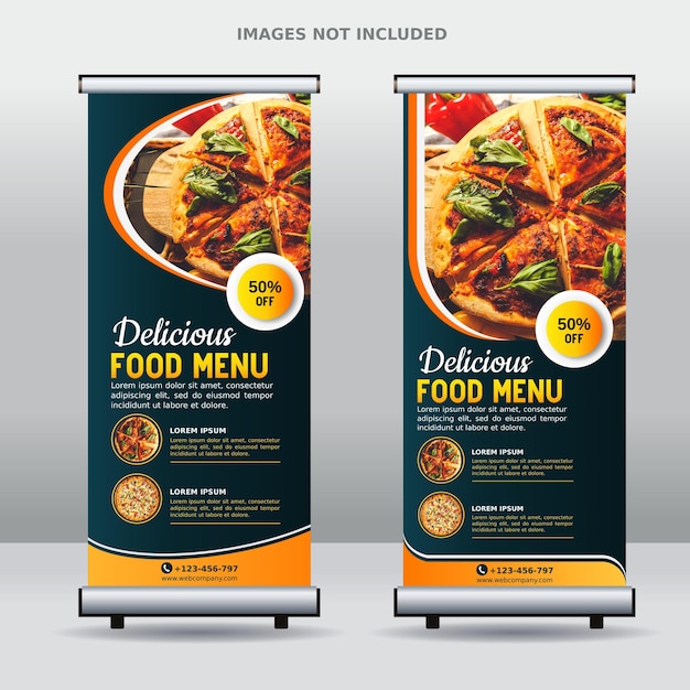 Food roll up business banner design template