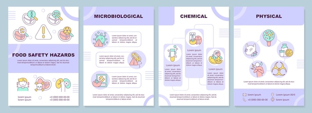 Modello di brochure viola sui rischi per la sicurezza alimentare