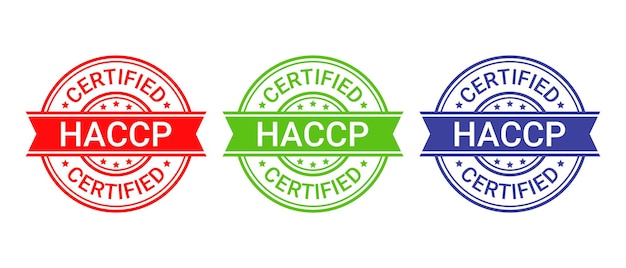 Вектор Марка системы безопасности пищевых продуктов. значок с сертификатом haccp. векторная иллюстрация.