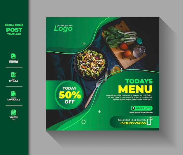 Food Sale Social Media Post Square Banner Premium 