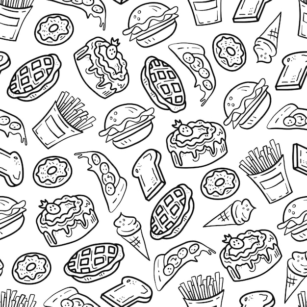 Food seamless pattern doodle style