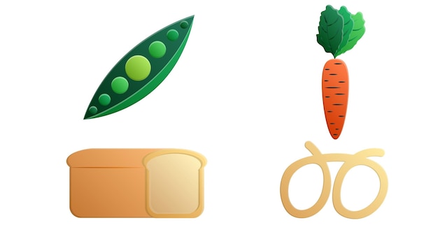 Food Set of elements in doodle and cartoon style Colorful