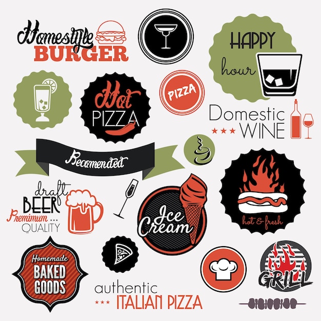 Vector food set labels