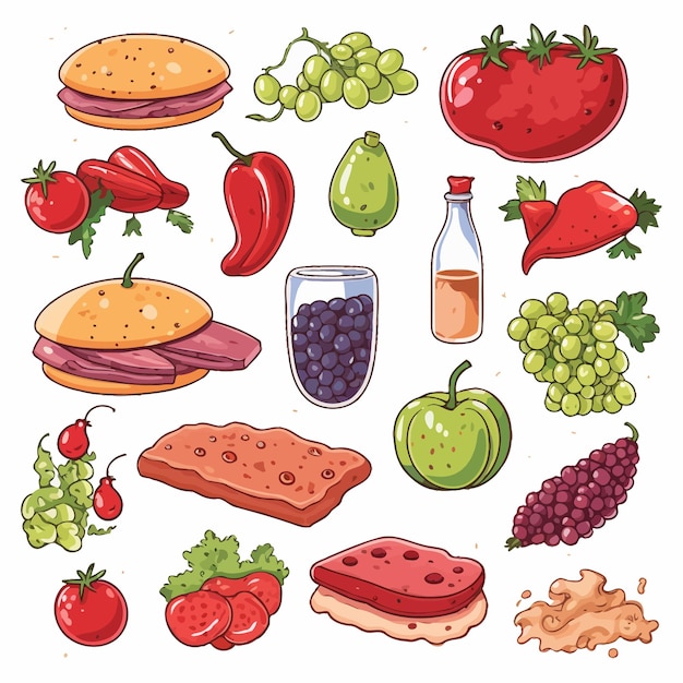 food_set_vector_illustration_white_background (フードセット・ベクトル・イラストレーション・ホワイト・バックグラウンド)
