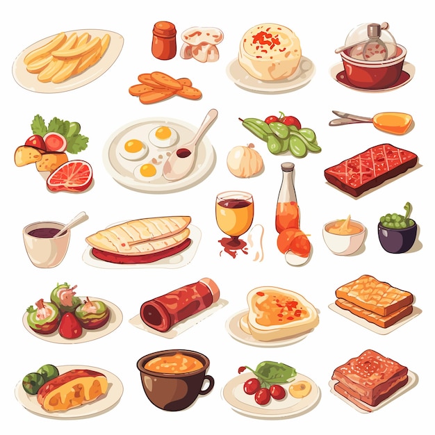 ベクトル food_set_vector_illustration_white_background (フードセット・ベクトル・イラストレーション・ホワイト・バックグラウンド)