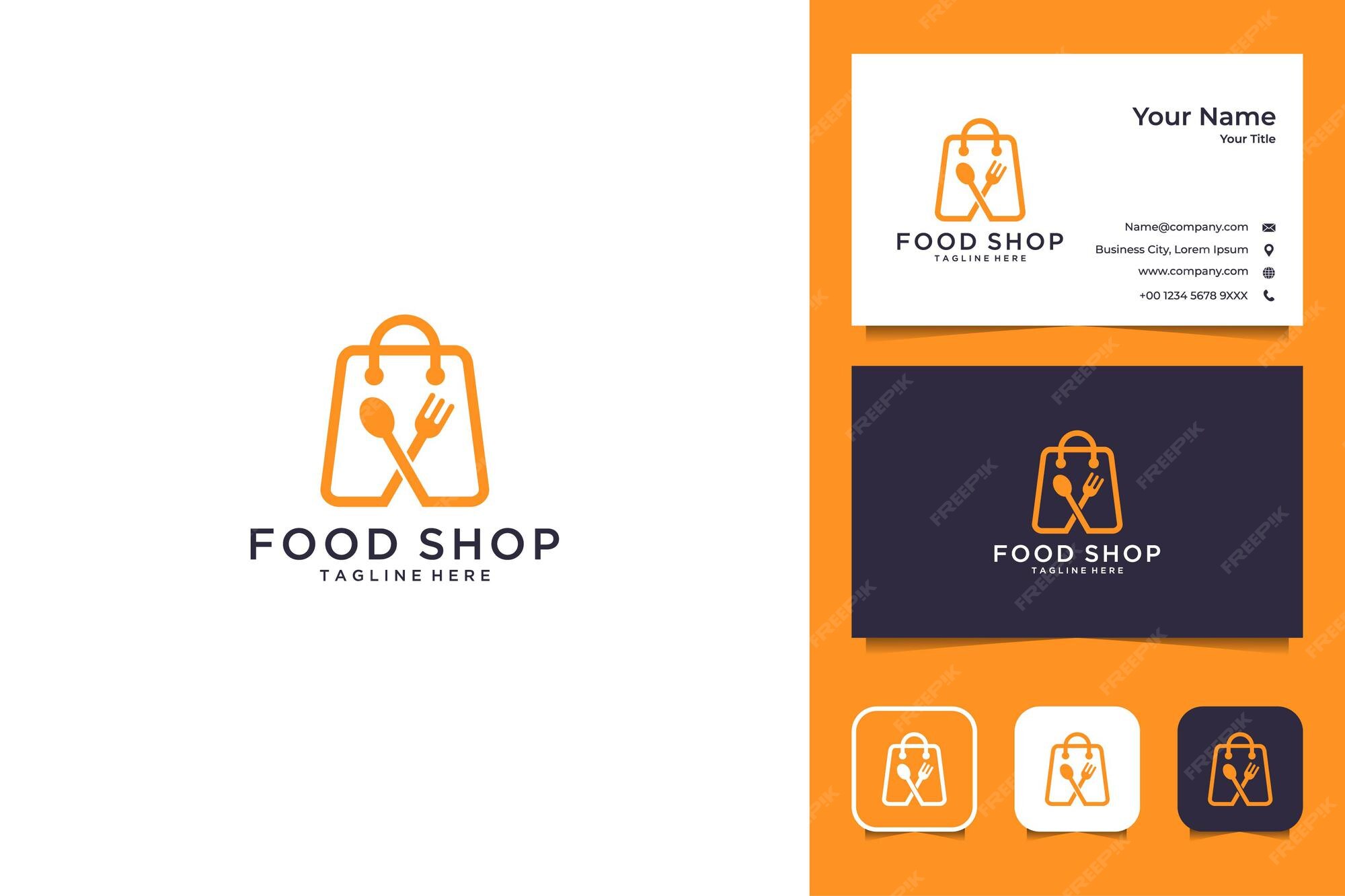 Premium Vector | Food shop modern logo design and business card