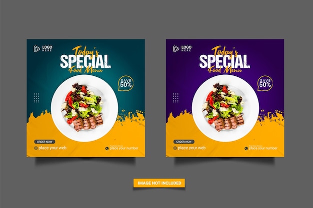 Vector food social media banner post template design