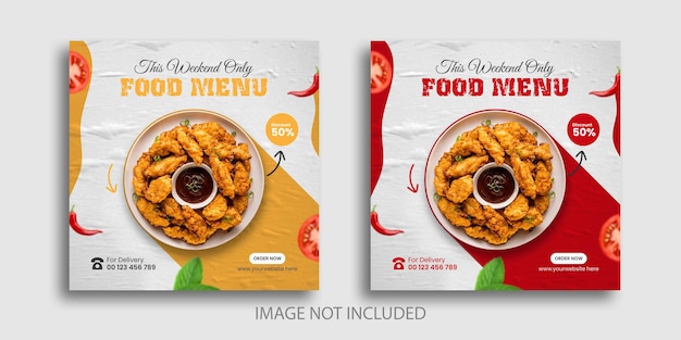 Food social media banner post template design