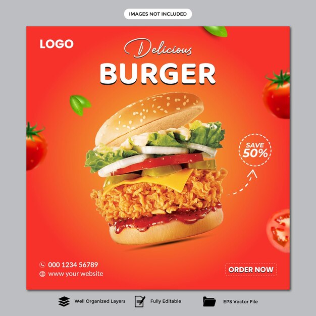 Vector food social media banner post template