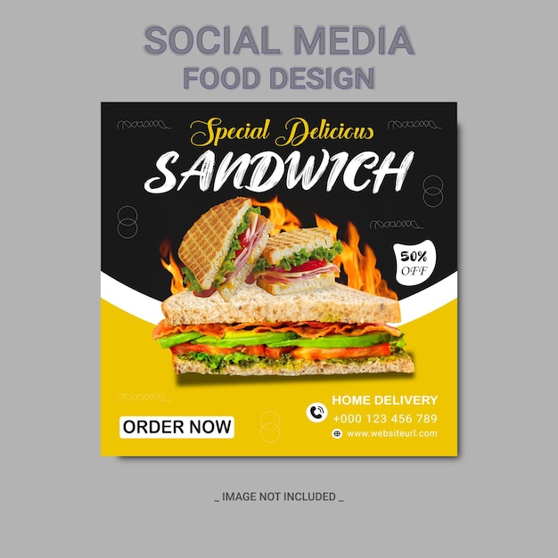 Food social media banner post vector template