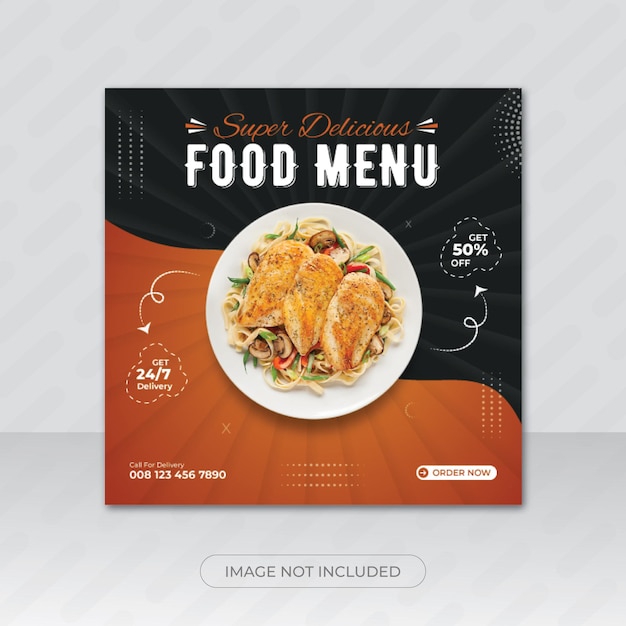 Food Social Media Banner Promo and Instagram Post Design Template