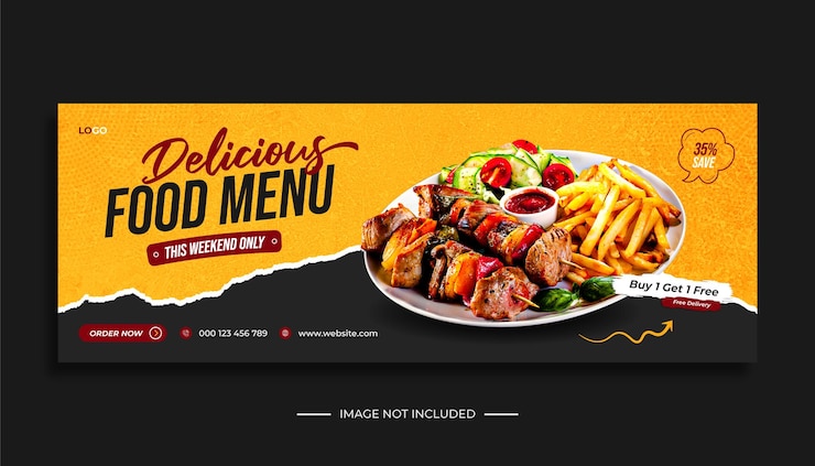 Vector food social media banner and promotion facebook cover design template