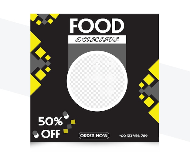 food social media design template vector