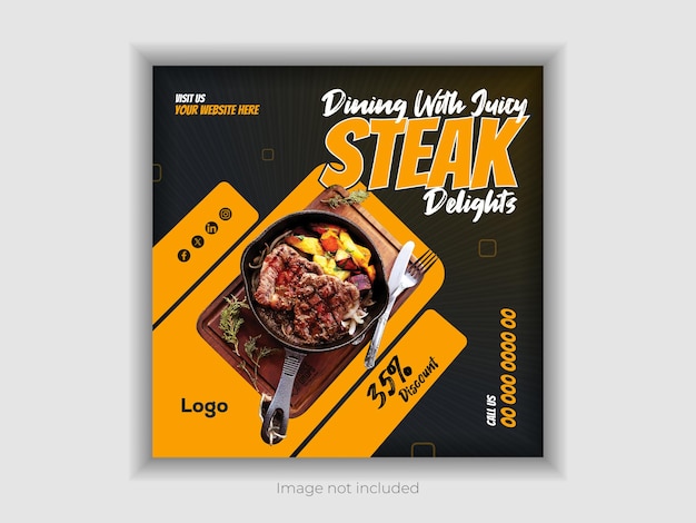 Food social media flyer template design