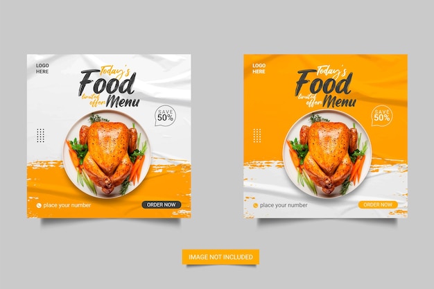 Vector food social media instagram post template for food promotion simple banner design