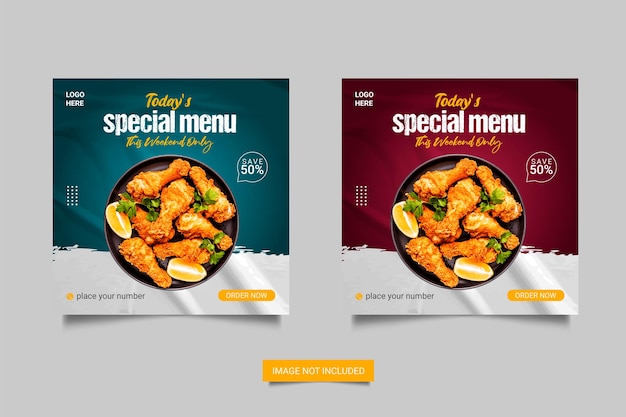 Vector food social media instagram post template for food promotion simple banner design