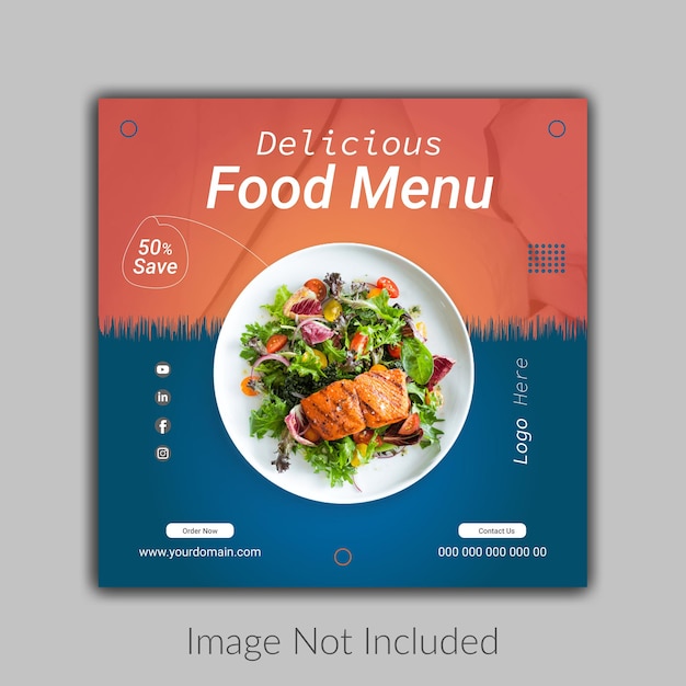 Баннер поста в социальных сетях о еде или файл шаблона поста в instagram