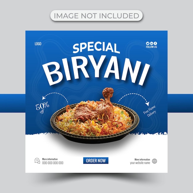 Vector food social media post design biryani new stylish tranding banner tamplate