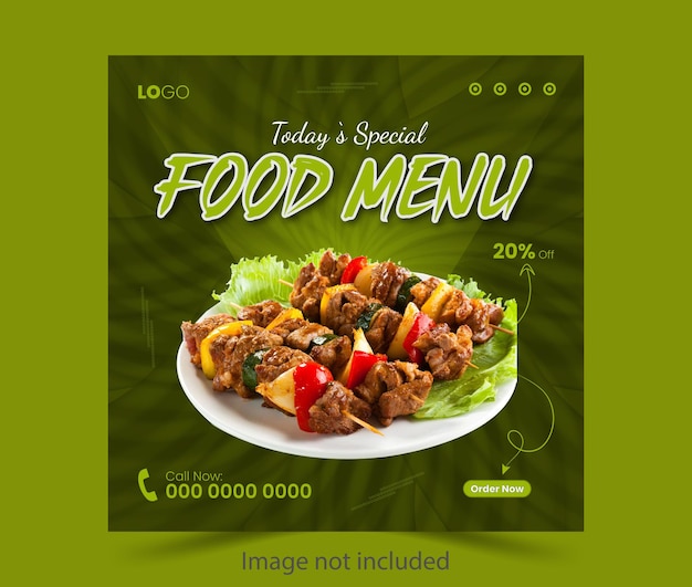 Social media di cibo post design modello di progettazione di menu di cibo modello di progettazione di menu ristorante