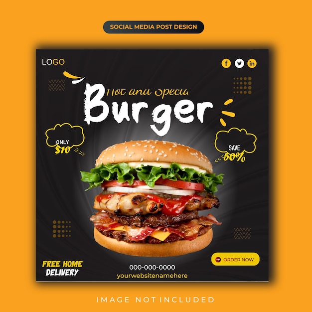 Food social media post design promotion and Instagram banner post design template