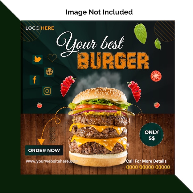 Vector food social media post design