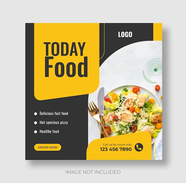 Food social media post square web banner vector template collection