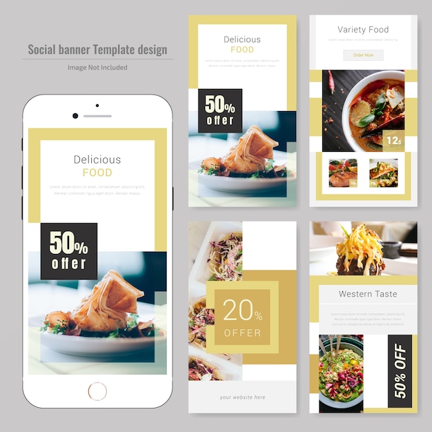 Vector food social media post template for restaurant