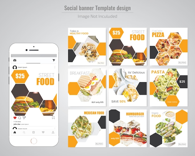 Food social media post template for restaurant