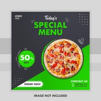 Food social media post with plate template restaurant discount banner
