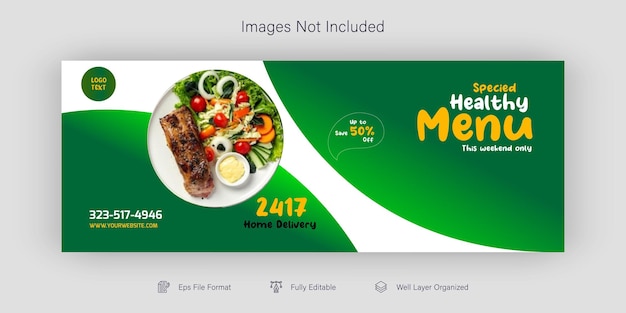 음식 소셜 미디어 홍보 및 페이스북 배너 디자인 템플릿