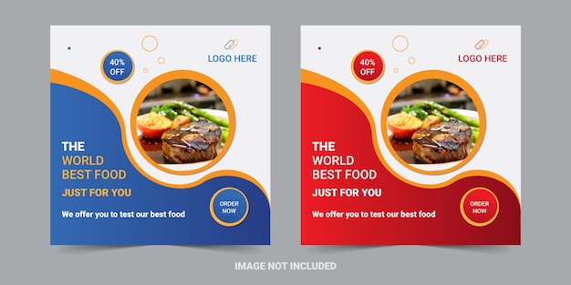 Вектор Продвижение продуктов питания в социальных сетях и шаблон дизайна баннера в instagram